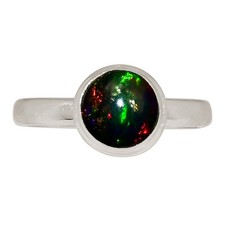 Natural Chalama Black Opal 925 Sterling Silver Ring Jewelry s.7 ALLR-30622