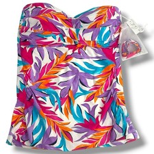 NEW Anne Cole Tropical Tankini Top Size Medium Halter Bandeau Swim suit beach