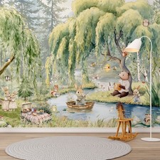 Photo Wallpaper Nursery Forest Rabbits and Rabbits Animals Children Wallpaper Children Fleece