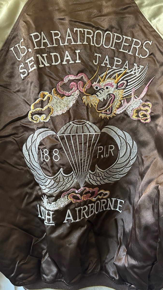 Shoot One Sukajan Large Jacket Brown Pink Dragon Embroidery Para Shoot One Sukajan Large Jacket Brown Pink Dragon Embroidery Para