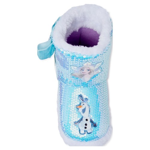 Disney Frozen Slippers Toddler Girl 7/8 NWT Elsa Olaf Sequin Bootie Slipper - Picture 2 of 6