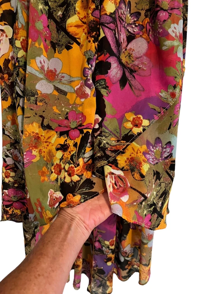 GB Mujer Flor Chifón Falda Maxi Niveles Dobladillo Alto-Lo Cintura Elástica Larga Talla XS Foto 4 de 4