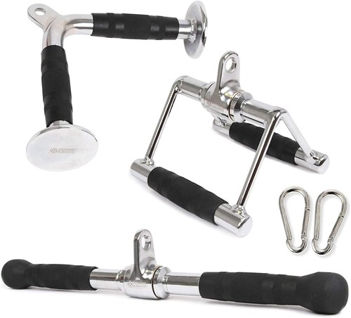 Premium Steel LAT Pull Down Attachment with V Handle and Nylon Rope Kit