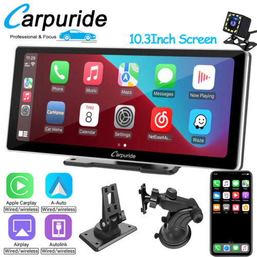 Carpuride NEUF 10,3 pouces radio de voiture portable stéréo sans fil Apple Carplay Android  - Photo 1 sur 10