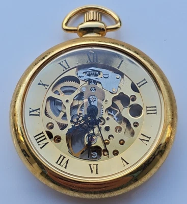 Mechanische Skelett  Skeleton Taschenuhr Pocket Watch Läuft 6-1 - Bild 1 von 4