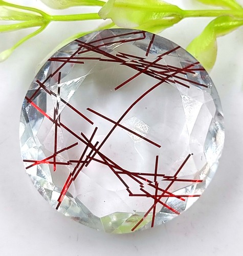 Biggest Sale 109 Ct Red Rutilated Quartz Round Cut Certified Loose Gemstone MKY - Picture 4 of 8