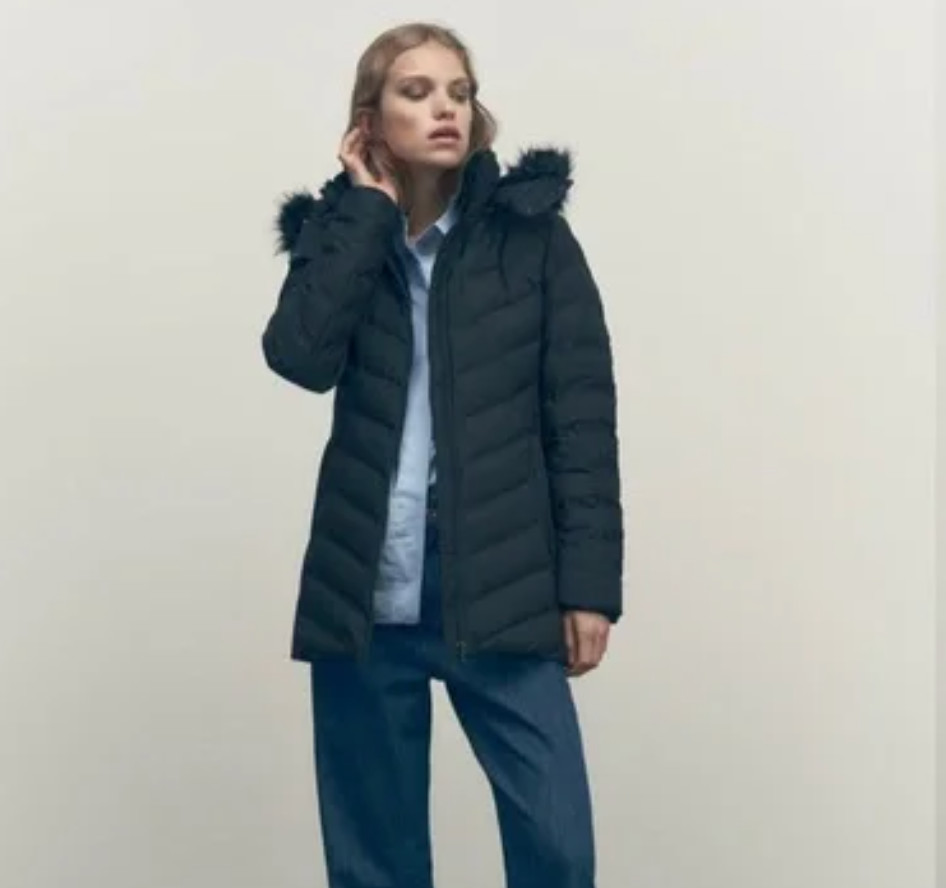 Zara WOMEN Black Tailored Water and Wind Protection Hooded Down Puffer JACKET M image 2