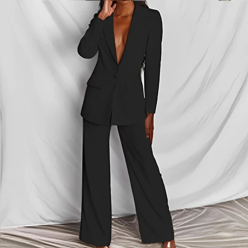 Women Set Long Pants Blazer Suit 2Pieces Office Blazers Lady Autumn Clothes - Picture 24 of 32