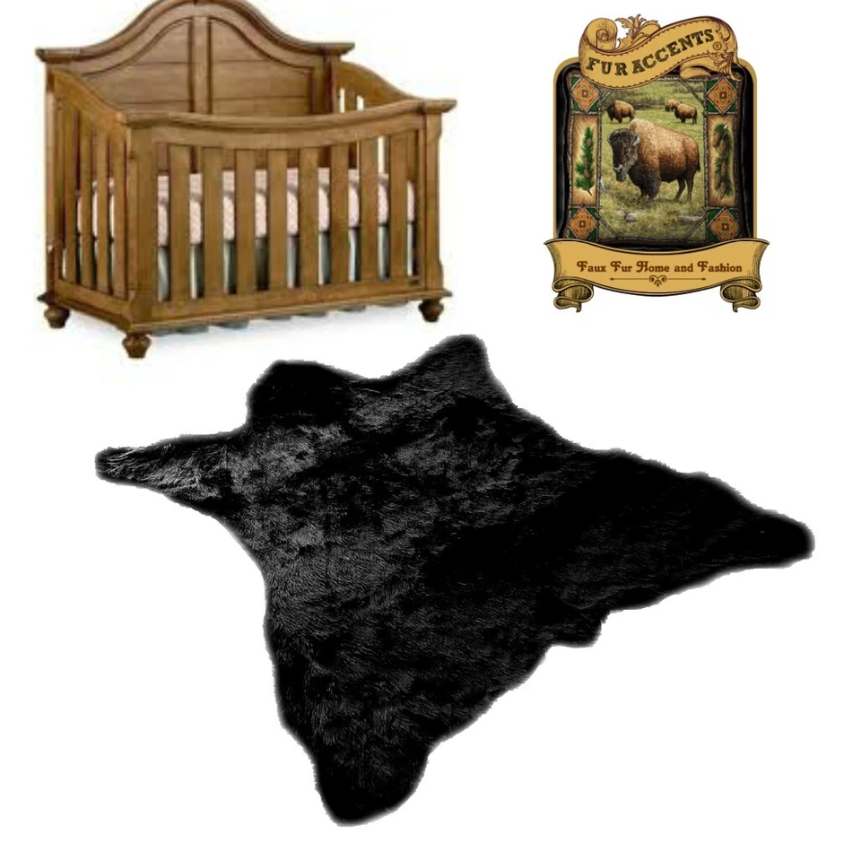 Alfombra de felpa de piel de oso negro - piel sintética peluda - oso gordito - tamaño natural Foto 4 de 4