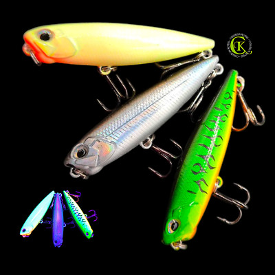 3x 6,6cm Topwater UV Glider Jerkbait Jerk Popper Kunstköder Twitchbait Barsch