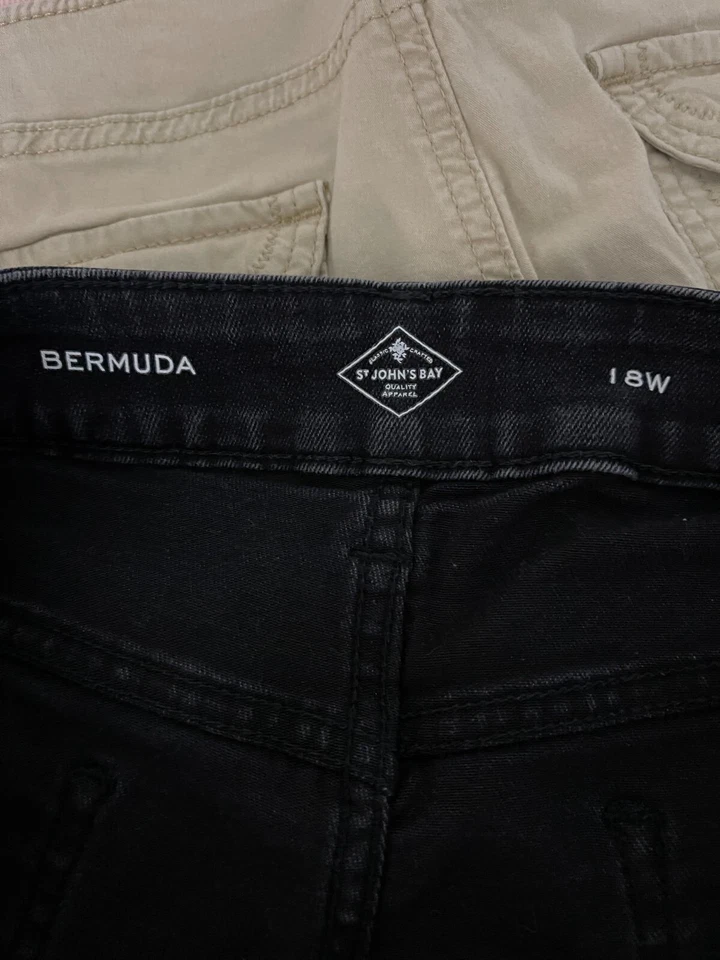 Pantalones cortos elásticos de jean para mujer St. Johns Bay negros talla 18W Foto 3 de 4