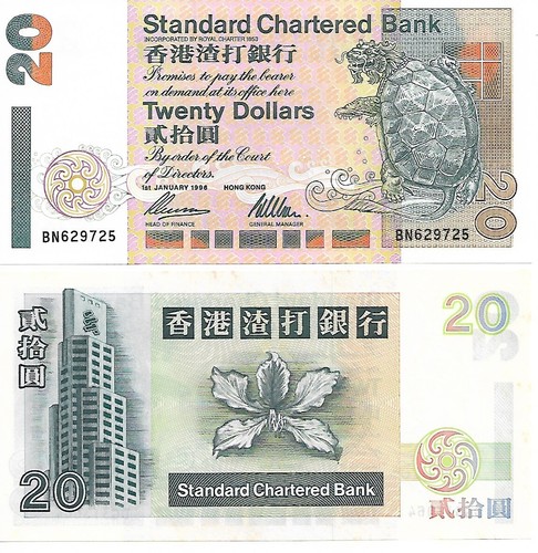 China Hongkong 1996 Year SCB 20 Dollars BrandNew Banknotes