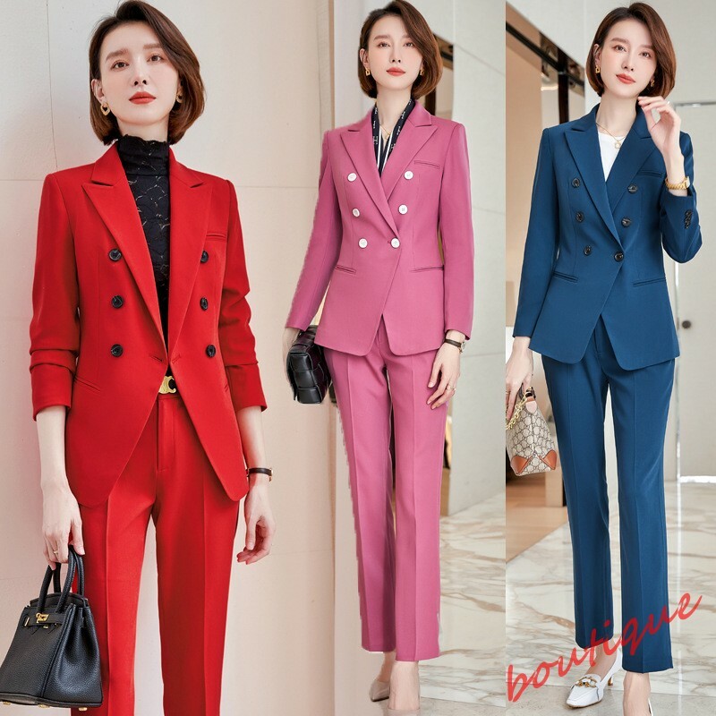 Women Formal Dress Double Breasted 