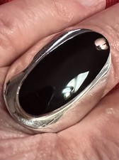 Large 925 Sterling Silver  Black Onyx Ring Size 10