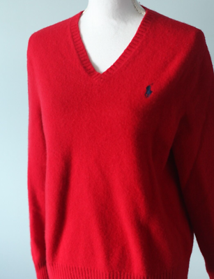 RALPH LAUREN カシミヤ セーター XL レッド Polo Ralph Lauren Size Medium Wool Cashmere Italian V-Neck
