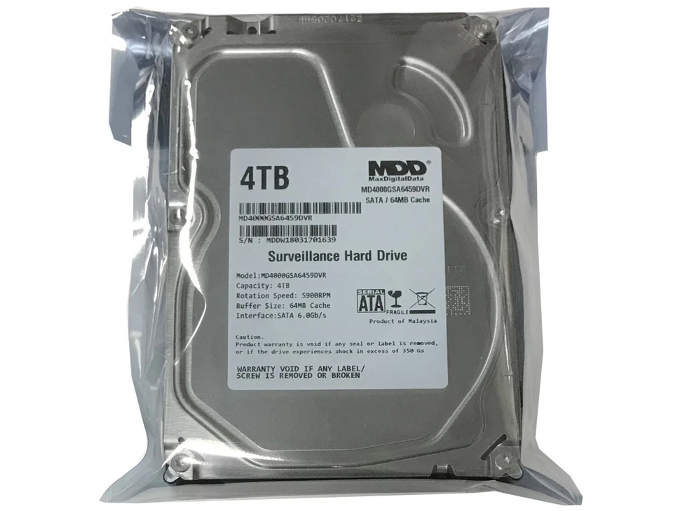 MDD 4TB 5900RPM SATA 3.5" Surveillance Hard Drive -CCTV DVR,Surveillance Storage - Image 2 of 4