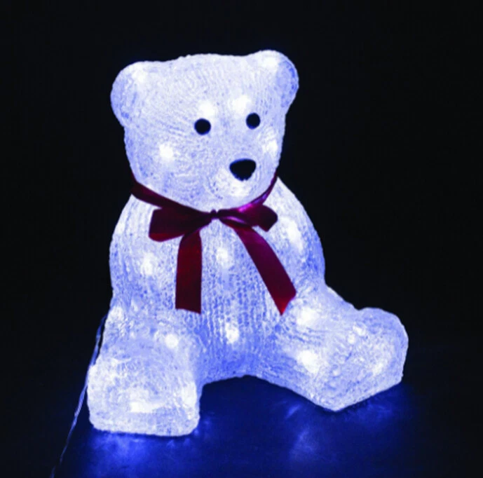 Orsetto Seduto in Acrilico cm 23x25h con 30 Led Bianchi Uso Esterno Interno