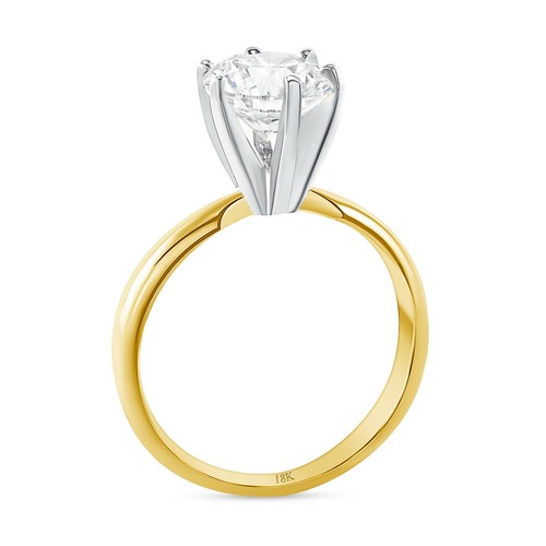 1/2 Ct Round E/VVS Lab Created Grown Diamond Engagement Ring 18K Yellow Gold - Picture 2 of 3