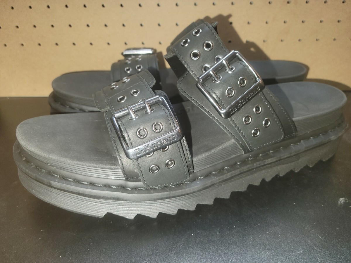 Dr. Martens Myles HDW Black Leather Slide Sandals Unisex Size