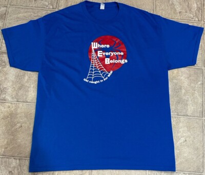 Y2K Spiderman Get Caught In Our Web Internet Jerzees T-Shirt Size XL 