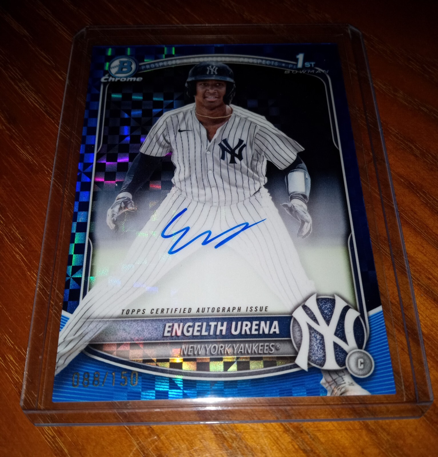 2025 Bowman Chrome Engelth Urena 1st Blue X-Fractor  Auto /150 Yankees WOW!