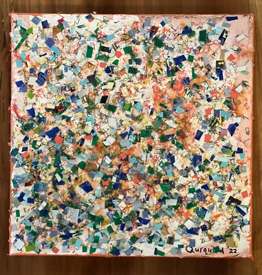 #ad Mixed Media On Canvas Artwork Using Recycled Plastic Food Packaging 10”x10” $350.00