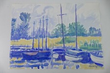 Wilhelm Klußmann Aquarell 1993 sig. Rye 48x66cm N-1240