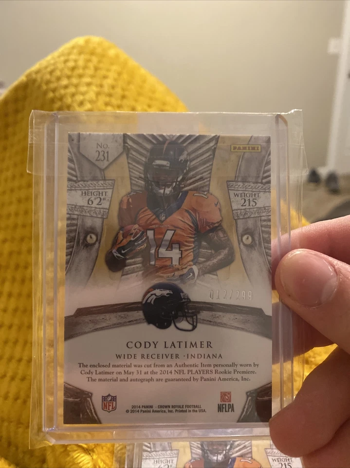 2X Cody Latimer Rookie Patch Auto /299 RPA Silhouette 2014 Panini Crown Royale - Image 3 of 4