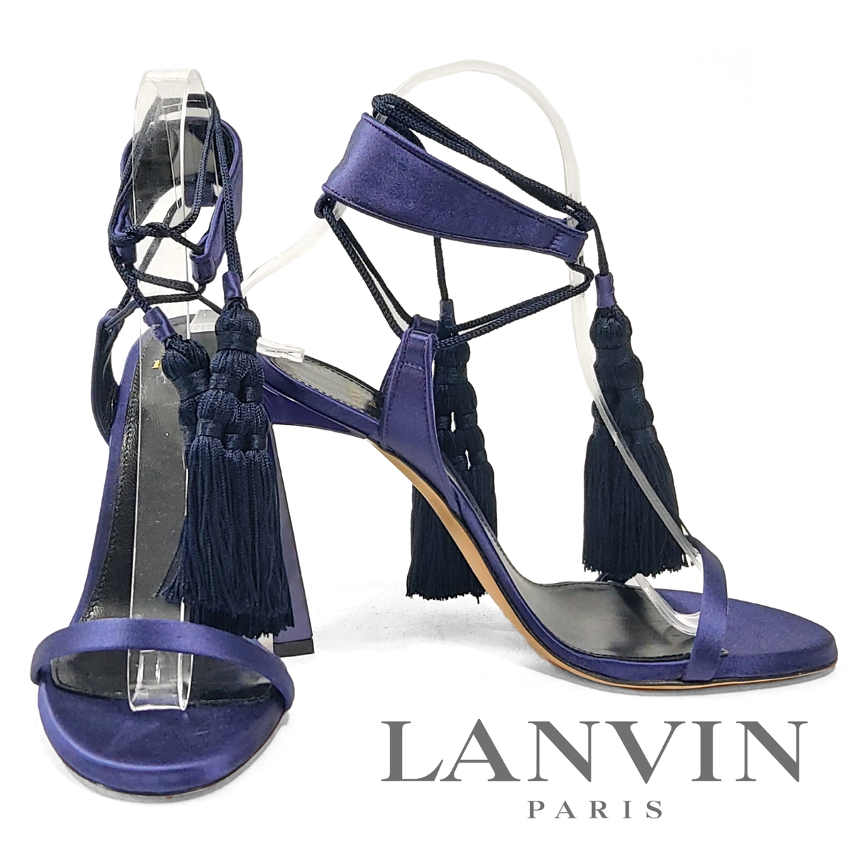 Lanvin Dark Purple Tassel Strappy 105mm Heels Size EU 37 Lanvin Dark Purple Tassel Strappy 105mm Heels Size EU 37