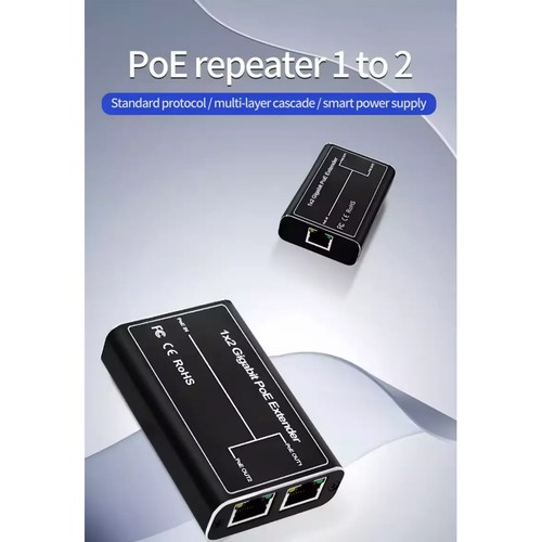 1PC New 1 in 2 Out POE Extender 1000mbps IEEE802.3af/at Home Networking Part - Photo 8/17