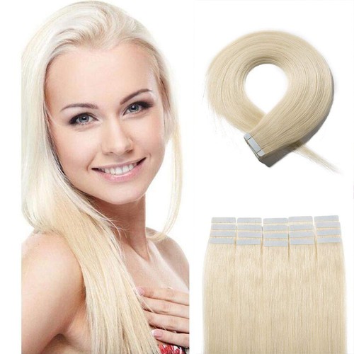 Premium Tape Ins Skin Wefts Seamless Real Remy Russian Human Hair Full Head 40pc - Picture 47 of 88
