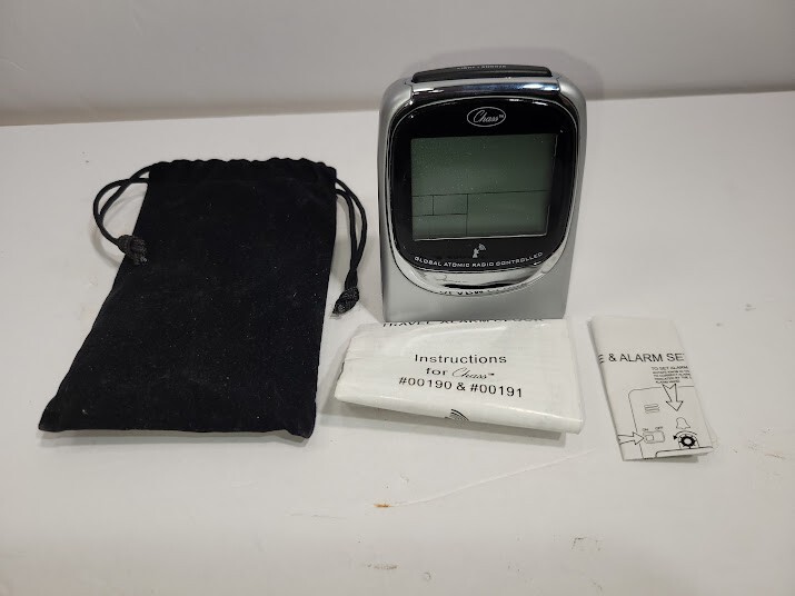 Chass Travel Alarm Clock with Twist N Stand feature instruction manual & bag