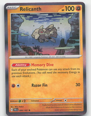 relicanth pokemon card value Relicanth #084/162 Holo Pokemon Temporal Forces Near Mint or Better