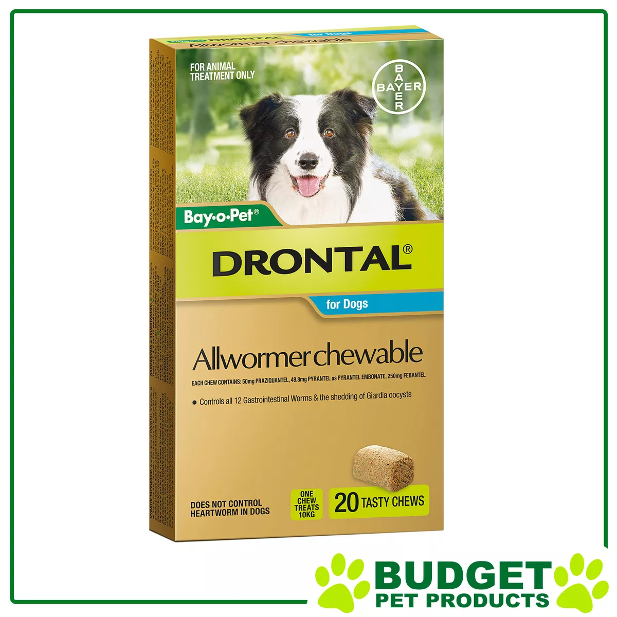 Drontal Allwormer For Dogs Medium 3 10kg 20 Chews eBay