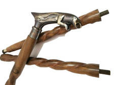 Nautical Solid Brass Antique Handmade Jaguar Handle spiral curved Walking stick