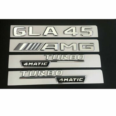 Chrome Trunk Fender Emblems Badges for Mercedes Benz X156 GLA45 AMG TURBO 4MATIC