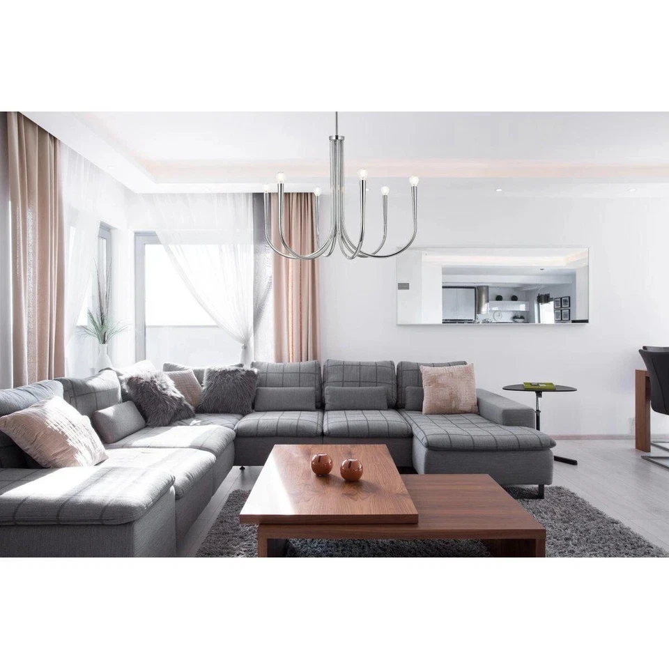 Lámpara de Techo 6 Lámparas Cromo Vestíbulo Salón o Comedor 30" Foto 2 de 4