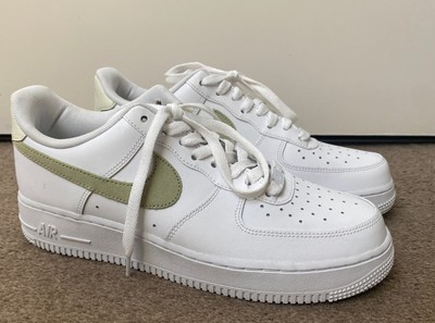 Nike Air Force White With Olive Swoosh And Pink Tongue Tag