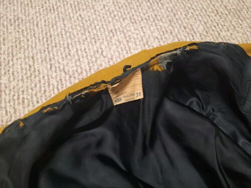 Vintage 70s 80s Varsity Jacket Yellow Sz 38 DeLong Mens Leather Wool "C" - Picture 3 of 9