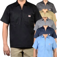 Ben Davis Short Sleeves 1/2 zip shirts, Solid Colors Olive Brown Black Khaki