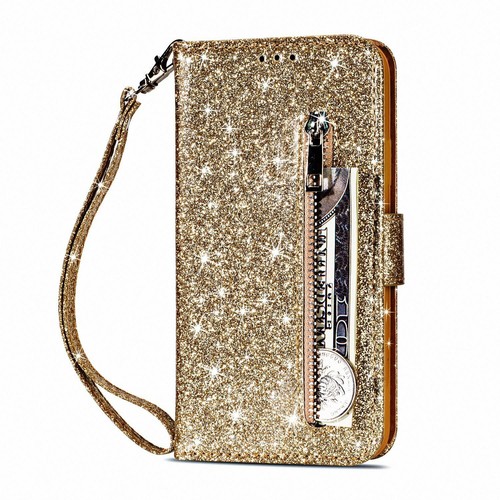 Glitter Bling Leather Zipper Wallet Case For iPhone 14 Air 17 Pro Max 13/12/11/7 - Picture 5 of 25