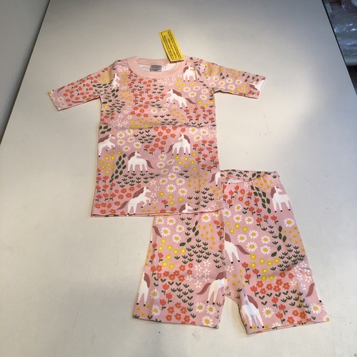 Hanna Andersson Kids Core Print Short John Pajama Set Unicorn Pink Size 6-7