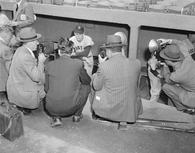 Red Sox Ted Williams Participating In Interviews 1948 OLD BASEBALL PHOTO