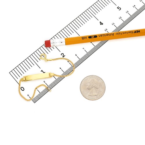 Kids 14K Yellow/White Gold Over Silver 1.7mm Miami ID Bracelet (Solid Links) 6" - Foto 7 di 19