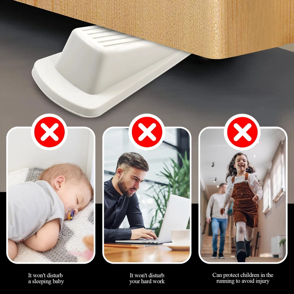 Tapón de puerta de goma de alta resistencia 4 piezas tope de cuña piso inferior 4,8"X1,3" de alto Foto 4 de 4