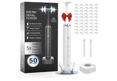 Electric Flosser for Teeth, Reusable Dental Floss with 50 Replacement Heads,D...
