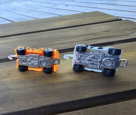 2 Vintage 1995 Micro Machines M.I. China Zebra Safari 4x4 & Orange Service Truck
