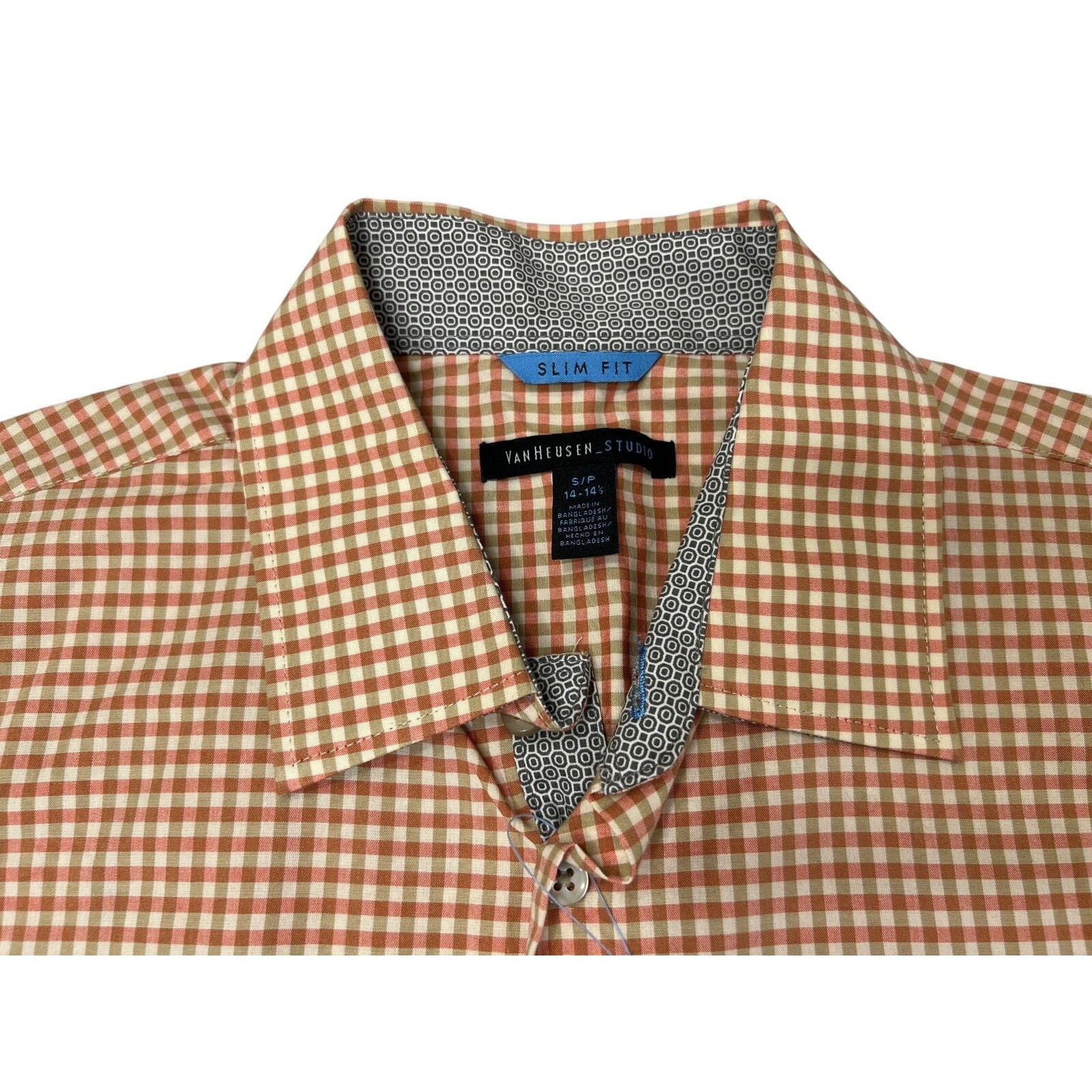 NWT Van Heusen Studio Men's Dress Shirt Slim Fit Long Sleeve Button Checked thumbnail 10