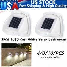 Solar Powered 8 LED Wall Light Outdoor Garden Staircase Step Light Decorative