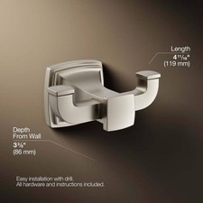NEW Kohler Brushed Nickel Riff Double Robe Hook 27411-BN